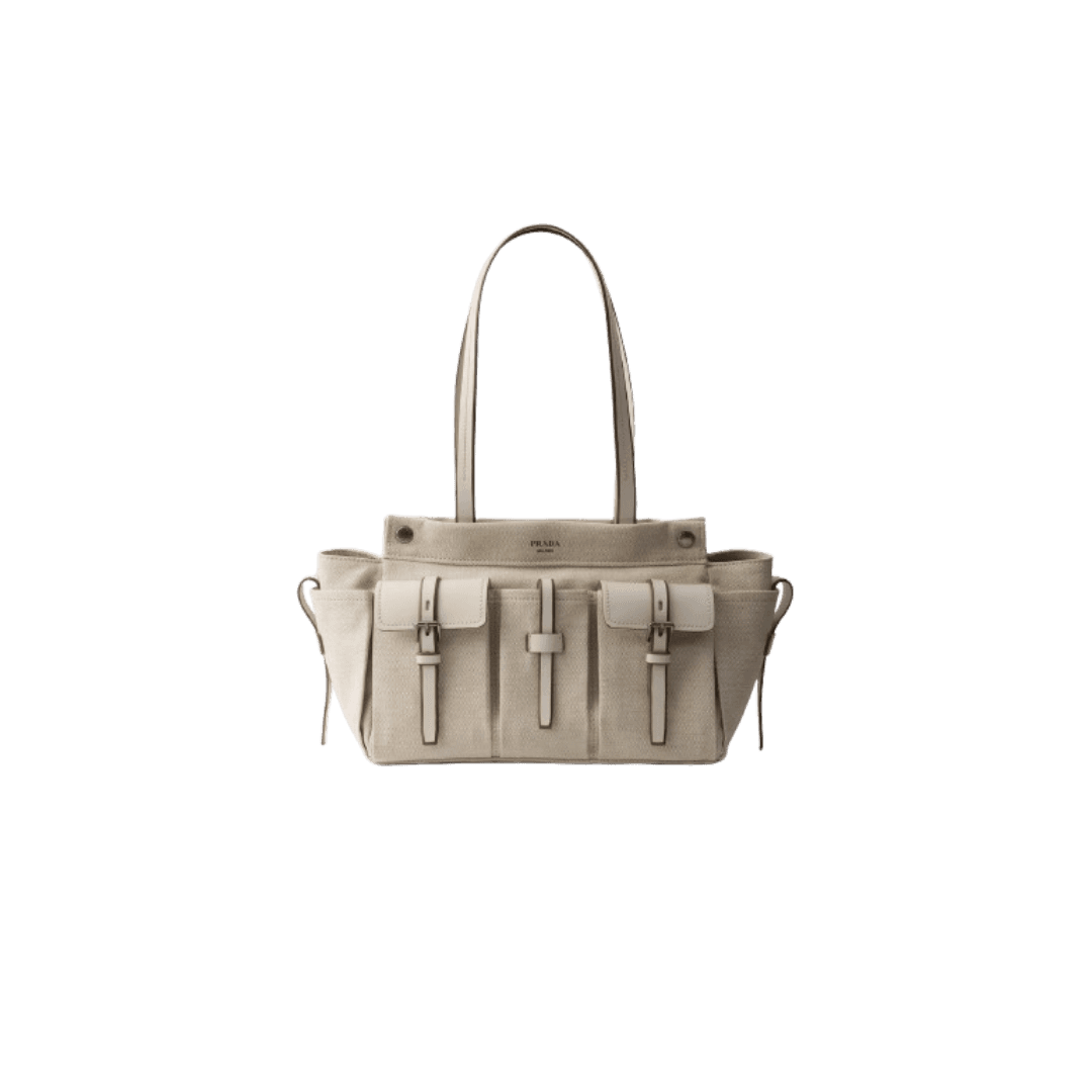 Prada Route Large Canvas And Leather Tote