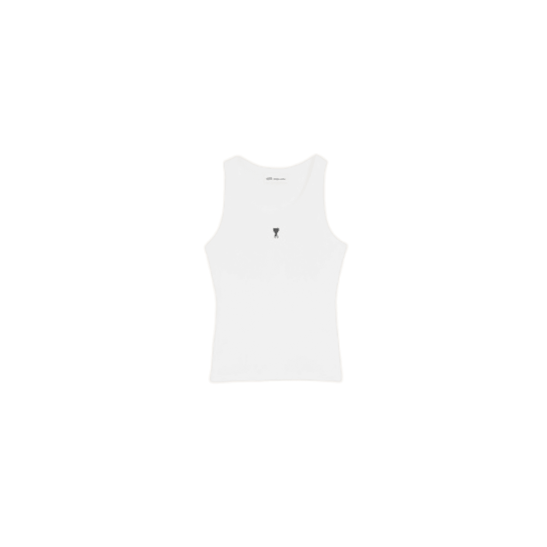 White Cotton Ami De Coeur Tank Top.